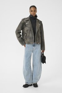 Gestuz VINTAGE JACKET - Kožená bunda - cold vintage grey