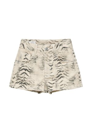 PULL&BEAR, LEOPARD PRINT - MINI SHORTS - Short en jean - ochre