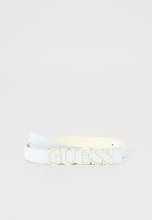 Helehelg sinine nahkvöö koos kullast "GUESS" logosangaga. Sujuv tekstuur, kitsas disain, ühe aasa kohandamiseks.