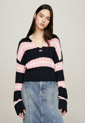 STRIPE - Jersey de punto - dark night navy   multi