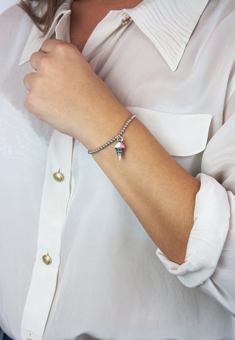 Personalized Happy Birthday Sterling Silver Charm Bead - Cake & Ice Cream Cone Design, Fits European Bracelets, .925 Silver