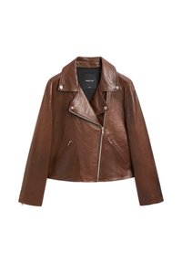 BIKER - Leather jacket - dark brown