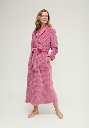 LOHE, BATA LARGA JACQUARD CINTURON - Albornoz - rosa