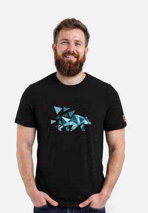 MIKKELSON MIT POLYGONBÄR - T-Shirt print - schwarz blau