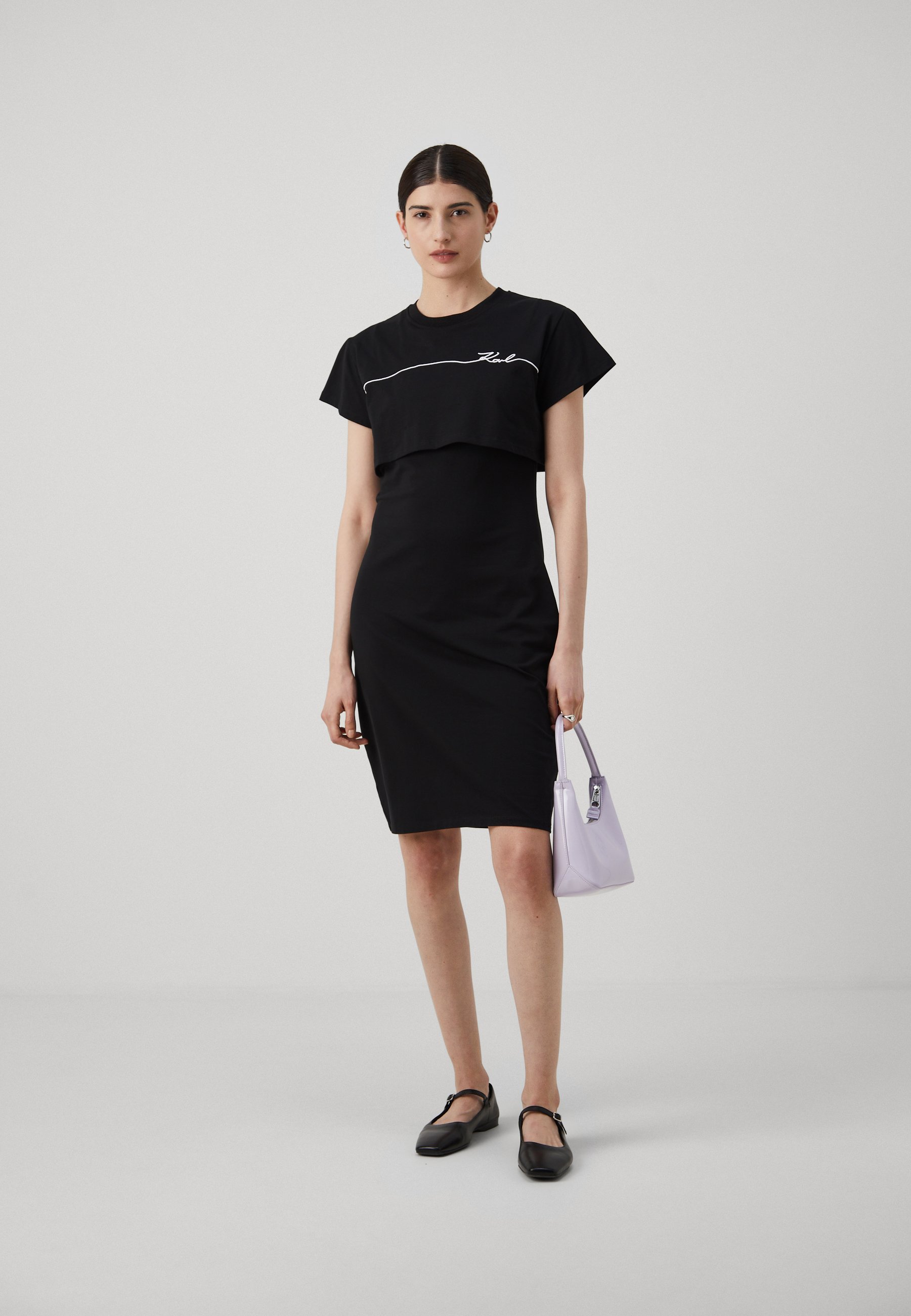 KARL LAGERFELD SEASONAL LOGO DRESS - Shift dress - black