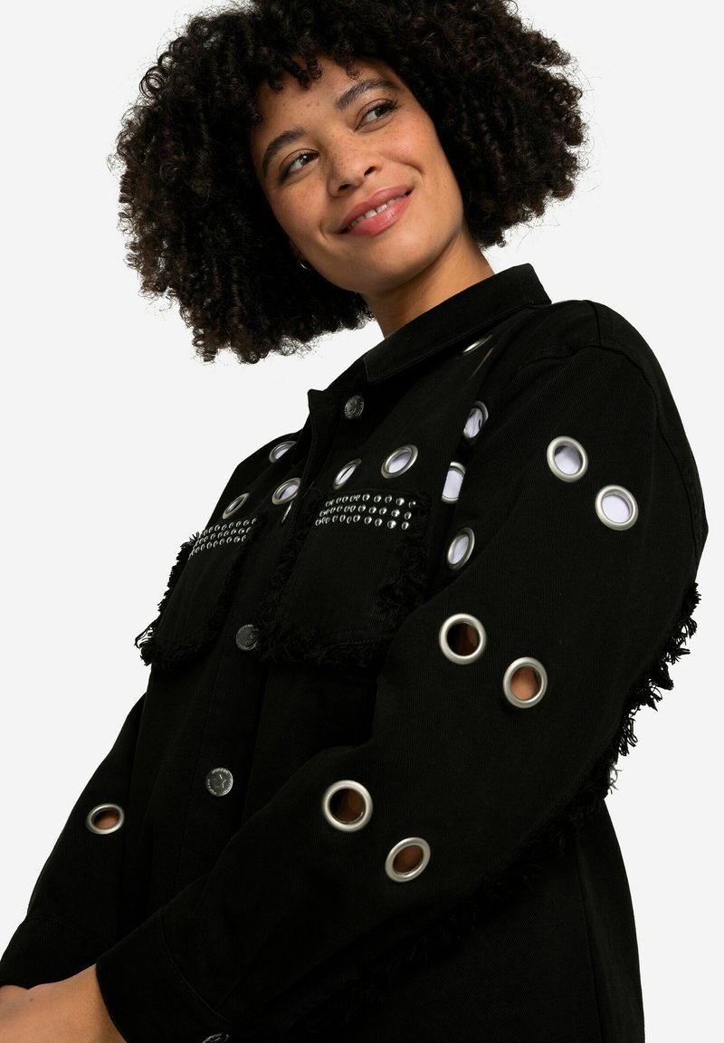 Schwarze Jeansjacke Jeansjacke Mit Glitzer Fransen Angel Of Style