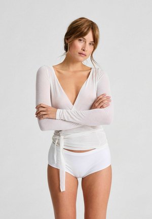 ANNE WRAP - Top s dlhým rukávom - white