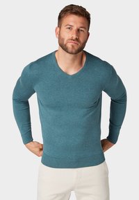 TOM TAILOR V NECK  - Strickpullover - turquoise