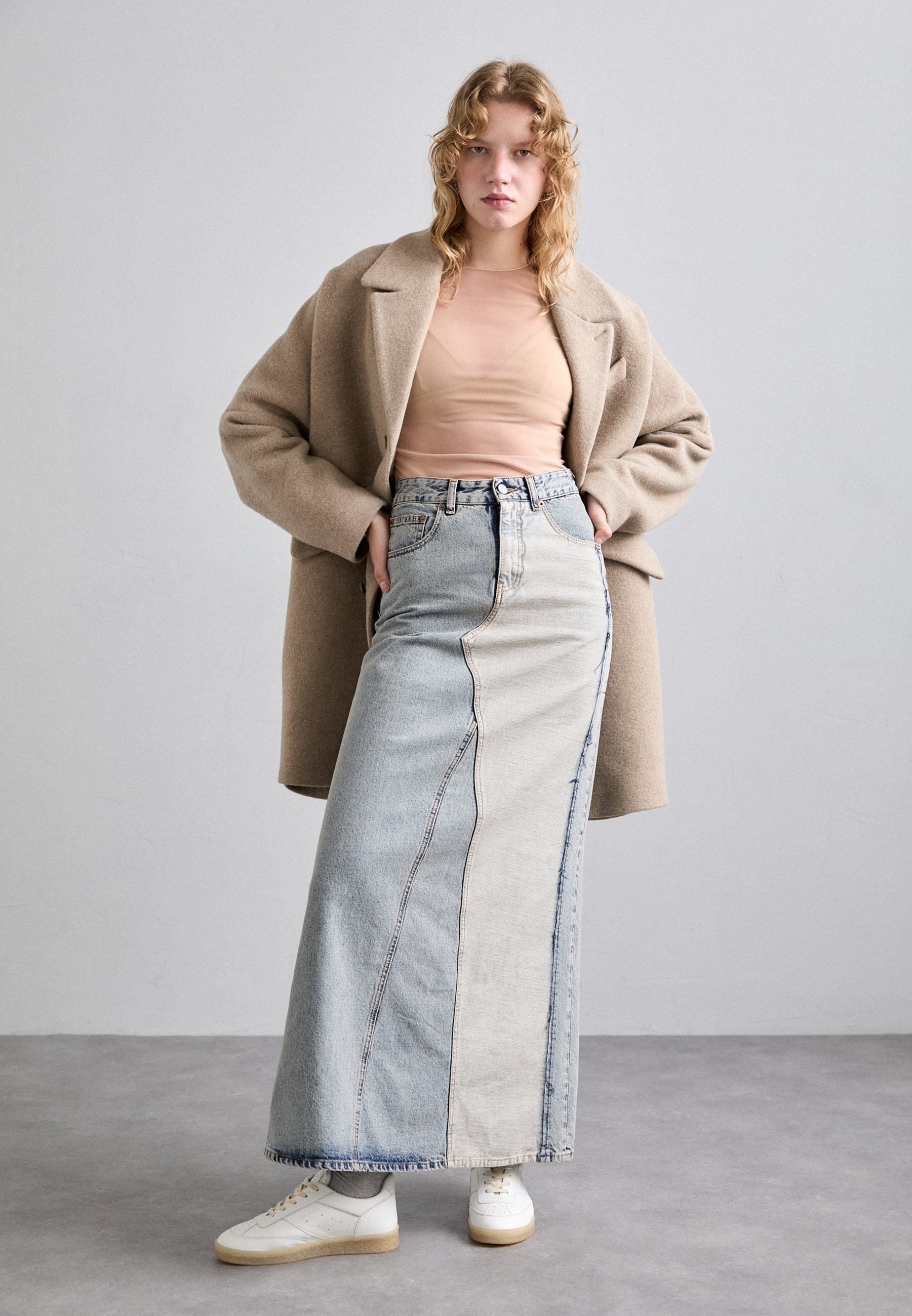 スカート MM6 MAISON MARGIELA LONG DENIM SKIRT MM6 Maison Margiela LONG SKIRT - A-line skirt - light blue