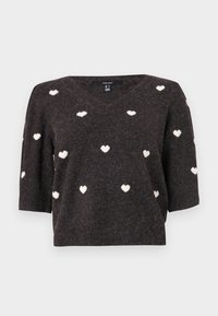 VMDOFFYHEART V NECK PULLOVER - Svetrík - chocolate torte/birch