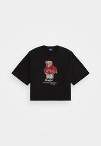 RHINESTONE POLO BEAR COTTON JERSEY TEE - T-Shirt print - black