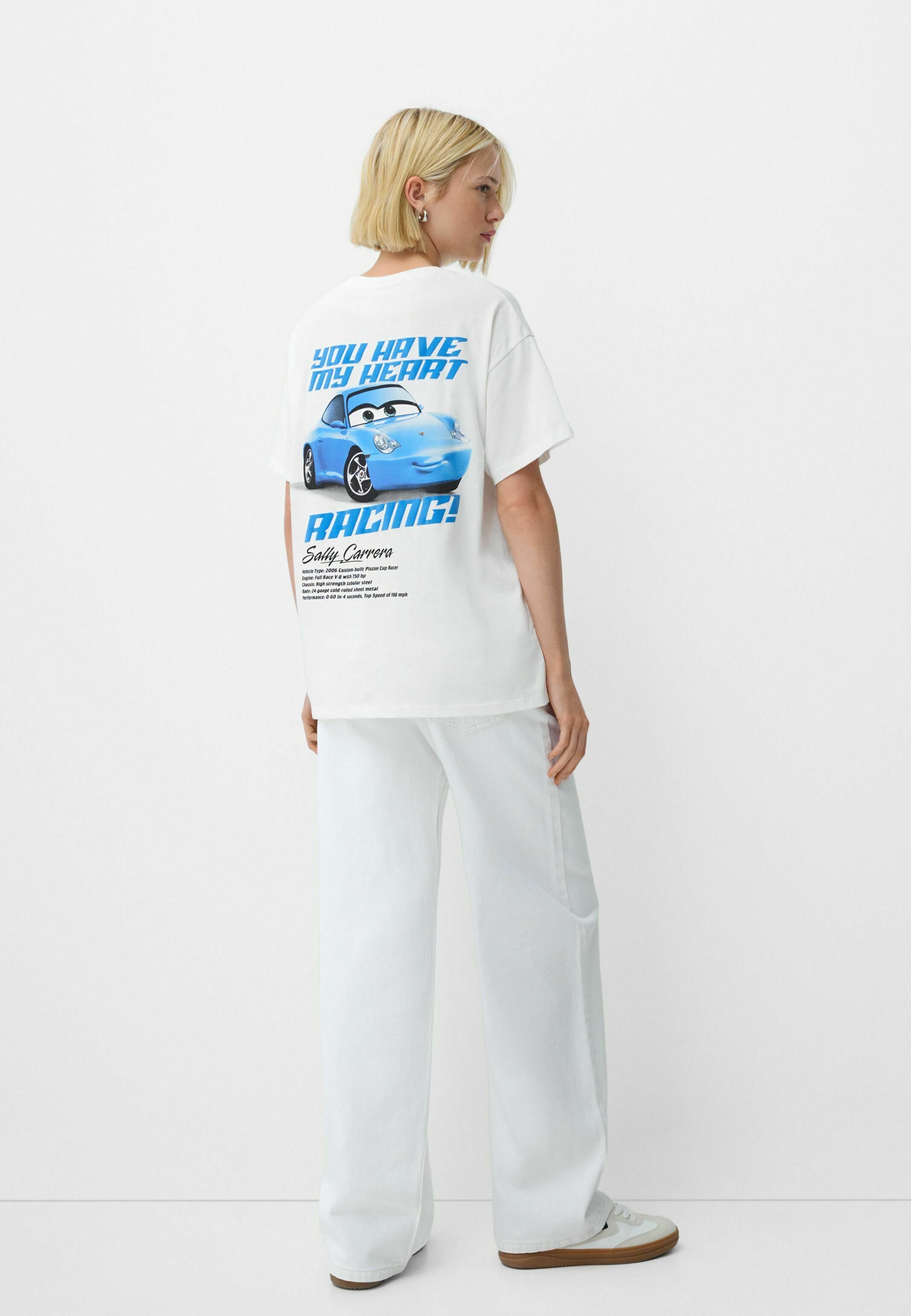 Bershka SHORT SLEEVE - Print T-shirt - white - Zalando