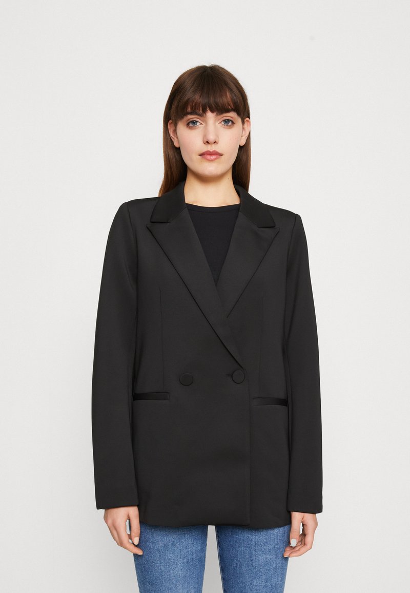 Good American THE BOSS Kratek plašč black/črn džins Zalando.si