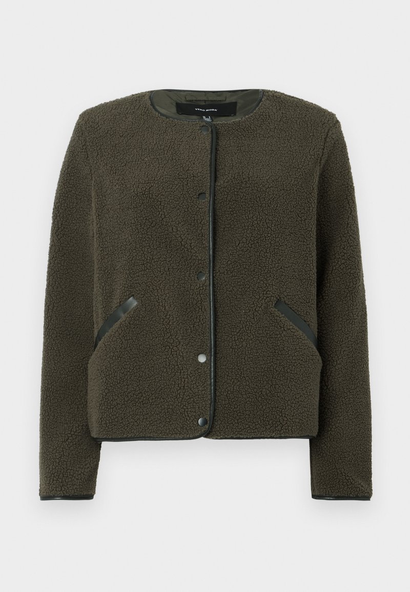 Vero Moda Fleecejas donkergroen