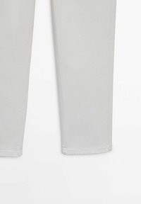 Light gray denim pants with a straight cut, featuring a subtle texture and clean hem. No visible accents or hardware details.