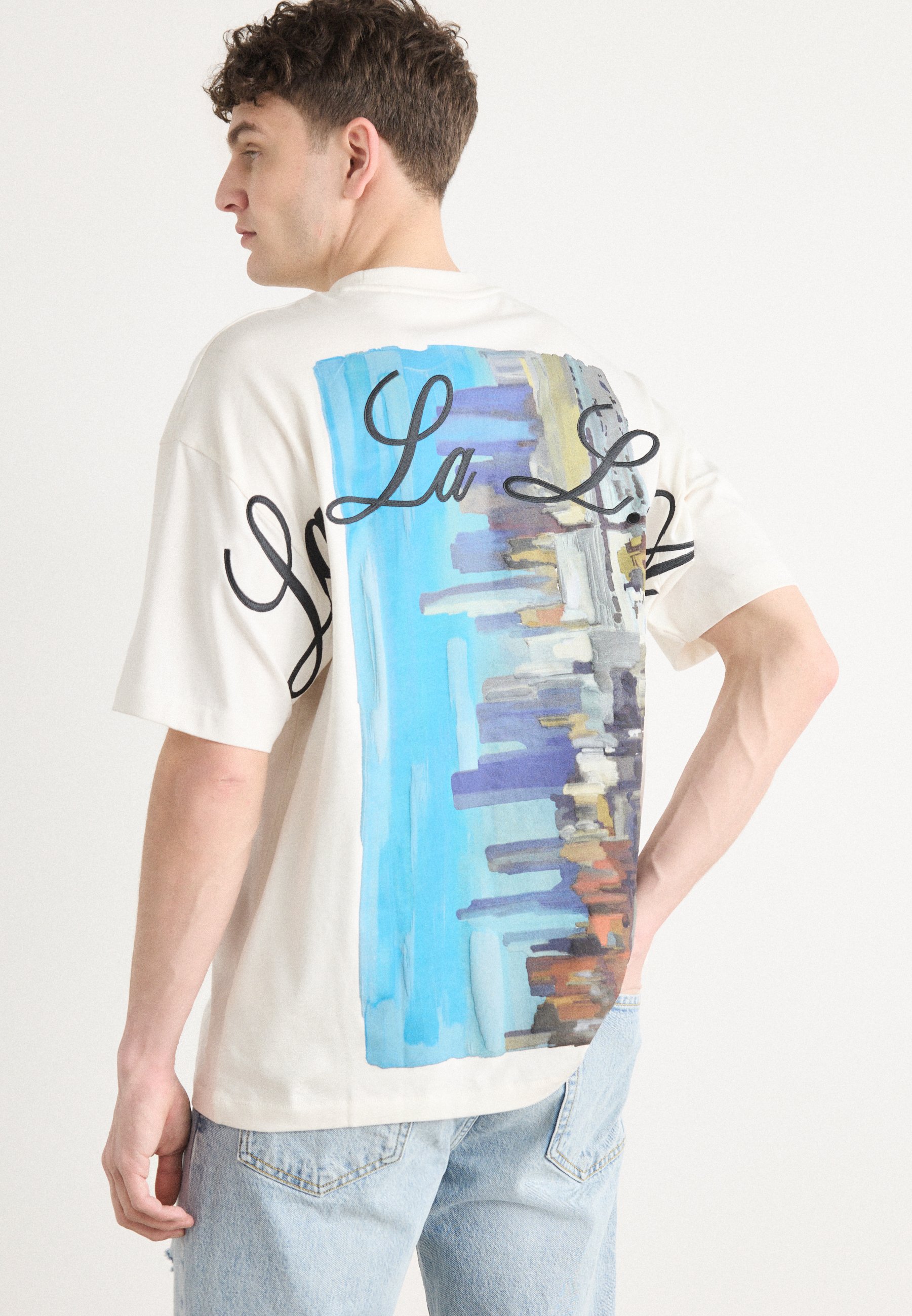 HUGO DUWRITE - Print T-shirt - natural/off-white - Zalando.co.uk