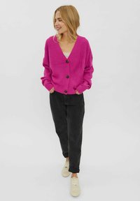 Vero Moda VMLEA V NECK CUFF CARDIGAN  - Kardiganas - very berry