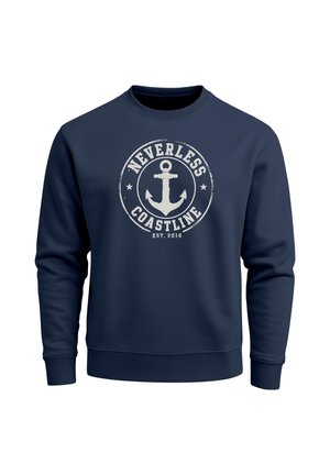 Neverless, NEVERLESS® HERREN SWEATSHIRT MIT FRONTPRINT - COASTAL - REGULAR - Sweatshirt - navy