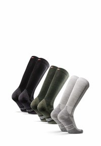 Set di tre calze al ginocchio di colore nero, verde e grigio. Presentano un motivo a maglia testurizzato, punte rinforzate e logo sul risvolto.