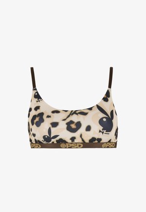 PSD, PLAYBOY CHEETAH SCOOP BRALETTE - Pihik - beige black