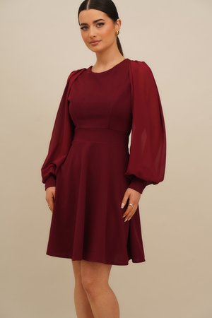 WAL G PETITE, KAT SLEEVE DRESS - Трикотажна рокля - berry wine