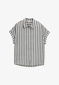 Unselected, offwhite navy vertical stripe