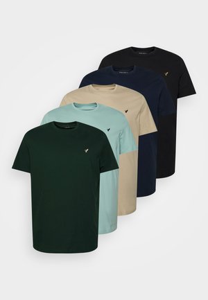 5 PACK - T-Shirt basic - dark green/beige/light blue