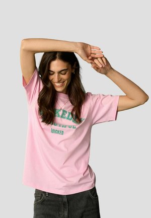 Next REGULAR FIT WICKED SLOGAN - Trükipildiga T-särk - pink