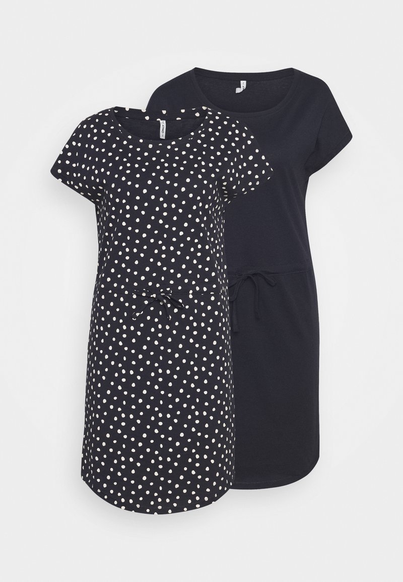 ONLY Tall ONLMAY LIFE DRESS 2 PACK - Vestido de malha - night sky/ecru spots/night sky soli