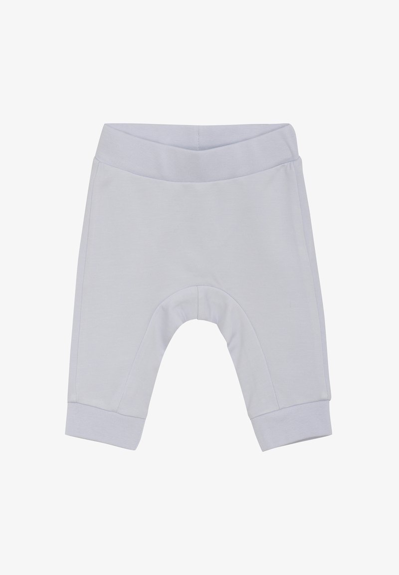 Hellgraue Jogginghose für Kleinkinder mit weicher Textur, elastischem Bund und umgeschlagenen Säumen. Verfügt über eine lässige Passform und ein rundes Schrittdesign.