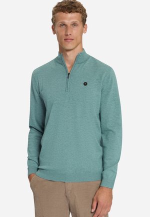 NO EXCESS, MELANGE HALF-ZIP JUMPER - Trui - dusty blue