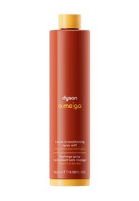 Dyson Omega Leave-in-Conditioner-Spray Nachfüllpackung, nährt und entwirrt das Haar, 165 ml, rote Flasche mit gelbem Deckel.