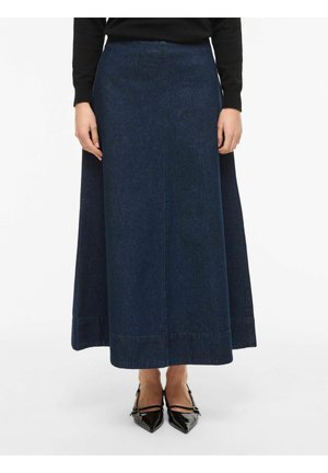 VIALICIA - Gonna lunga - dark blue denim