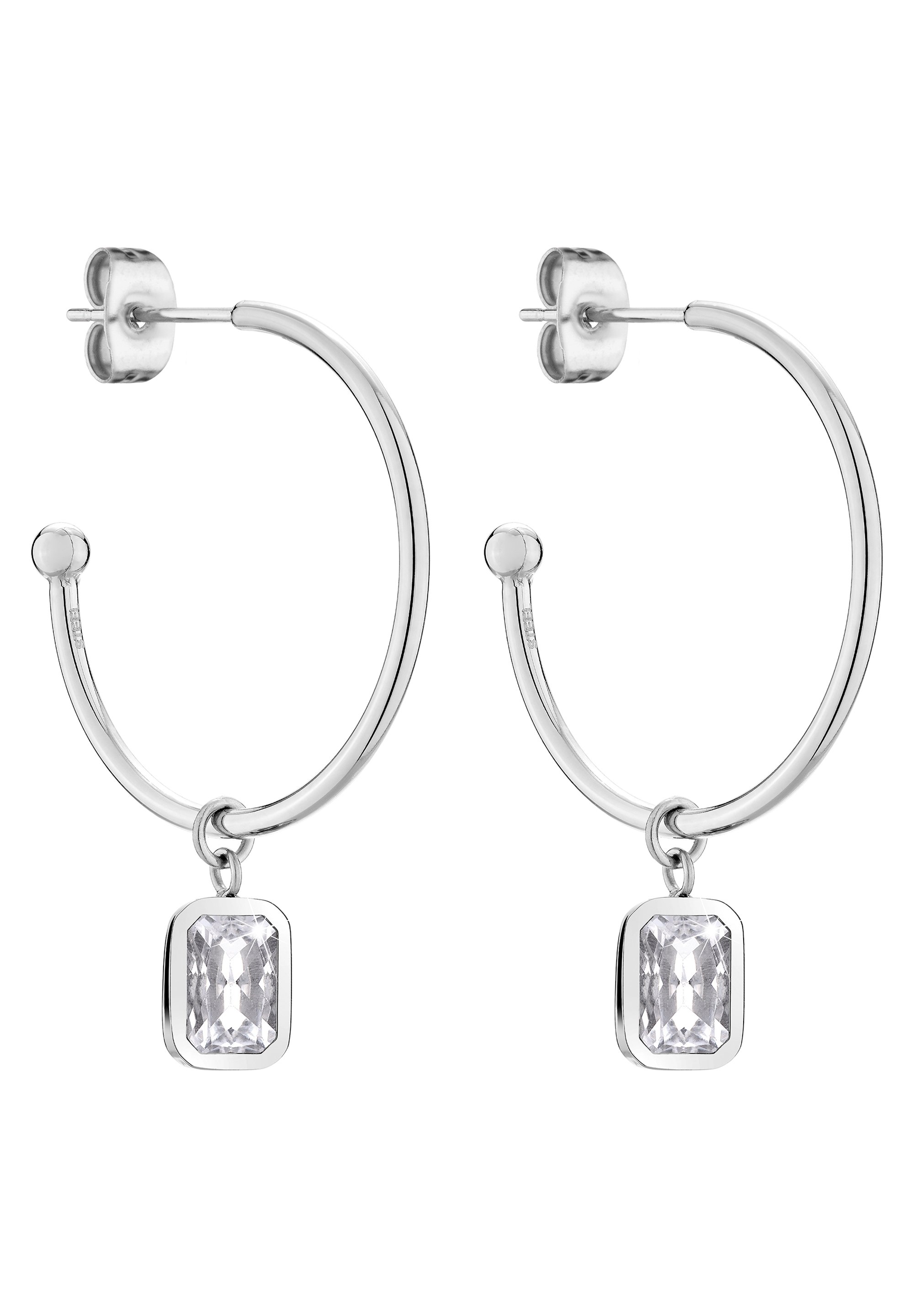 JO WISDOM Damen Ohrringe Herz Aus 925 Silber Mit Zirkonia - Hängende Ohrstecker, Hypoallergen, Geschenk