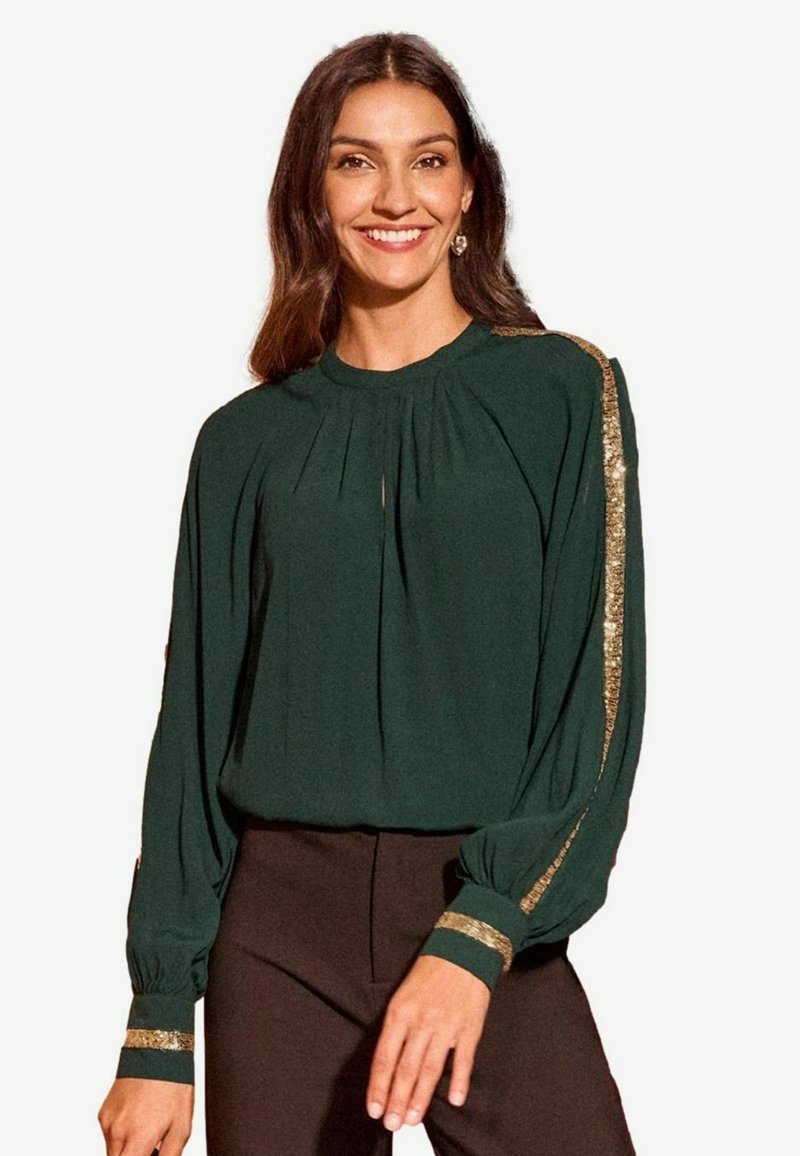 Love & Roses REGULAR FIT - CREW NECK SEQUIN  - Camicetta - dark green
