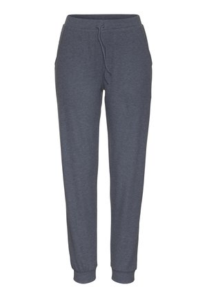 Graue Jogginghose aus weichem Material, mit einem Bund zum Zuziehen, seitlichen Taschen und engen Bündchen an den Knöcheln.