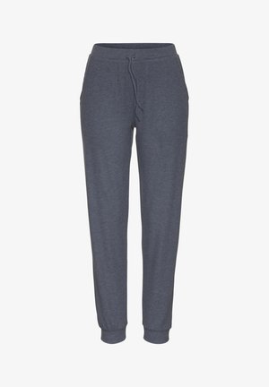 Graue Jogginghose aus weichem Material, mit einem Bund zum Zuziehen, seitlichen Taschen und engen Bündchen an den Knöcheln.