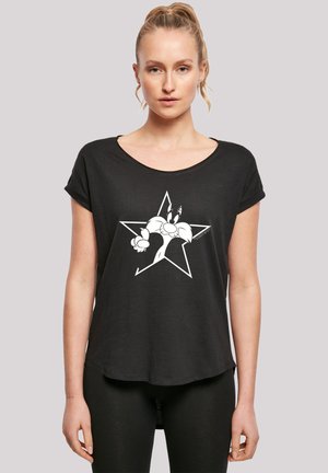 LONG CUT LOONEY TUNES SYLVESTER CARTOON STERN - T-shirts med print - black