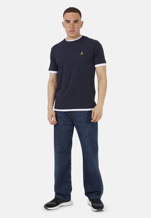 Brave Soul, 3 PACK - T-shirt basic - dark-blue beige brown