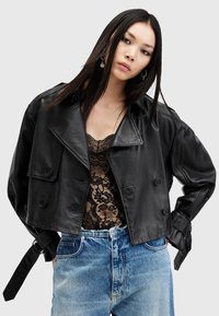 AllSaints HENDRY CROP - Giacca di pelle - black