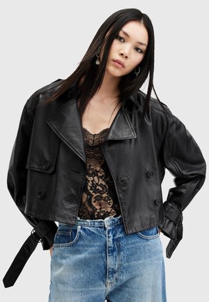AllSaints HENDRY CROP - Veste en cuir - black