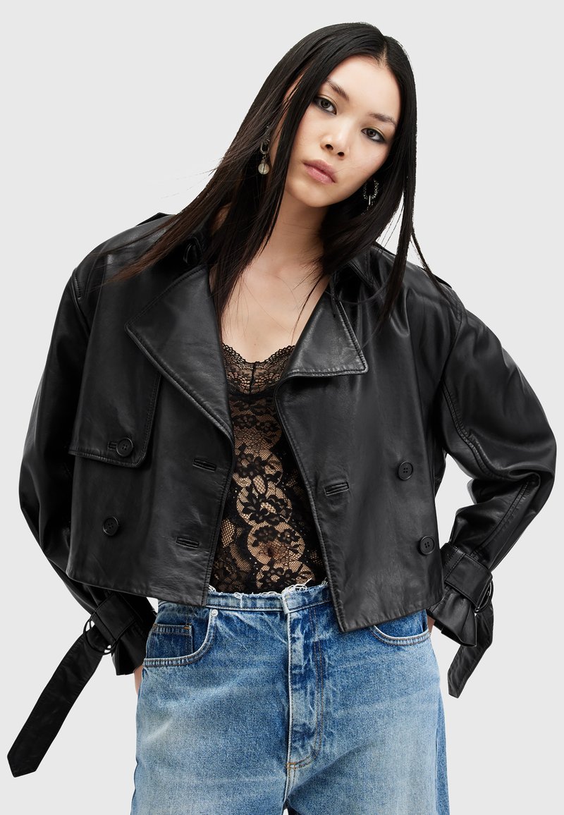 AllSaints HENDRY CROP - Giacca di pelle - black