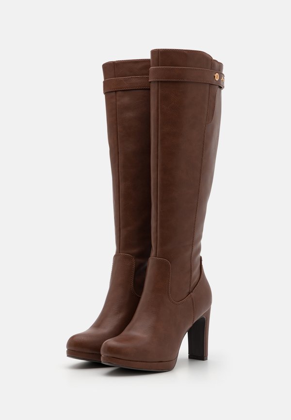 High heeled boots - cognac2