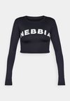 LONG SLEEVE THUMBHOLE SPORTY CROP - Top dugih rukava - black