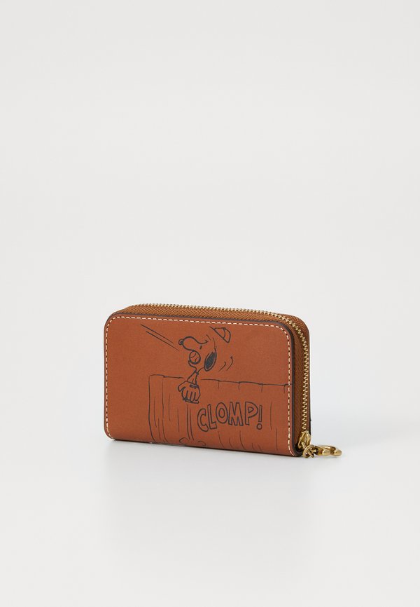 PEANUTS NEWSPAPER PRINT SMALL ZIP AROUND CARD CASE - Wallet - hazelnut2
