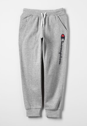 Graue Jogginghose mit elastischem Bund und Kordelzug, Seitentaschen und einem aufgedruckten Logo am linken Bein. Weiches Baumwollmischgewebe.