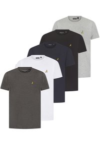 Brave Soul 5 PACK - T-shirt basic - grey white  light blue