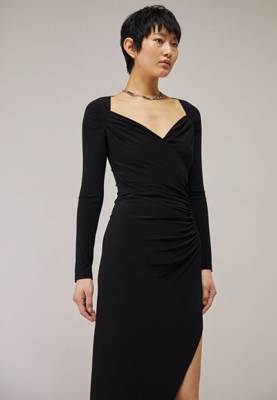 Norma Kamali LONG SLEEVE SWEETHEART SIDE DRAPE GOWN - Jerseykjole - black