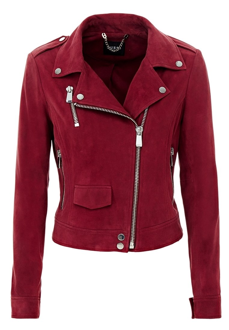 Veste En Simili Cuir Rouge Guess Taille 40 - Occasion Parfait état