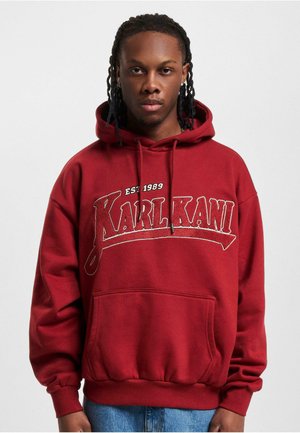 TREING OS PINSTRIPE - Sweat à capuche - darkred cream
